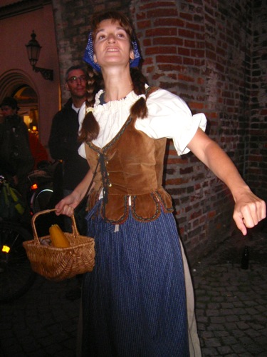 Medieval Woman Trying to Get Home before Night