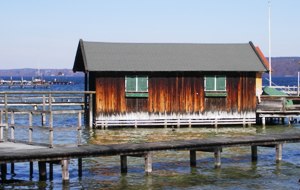 Wooden boat houses at Lake Starnberg